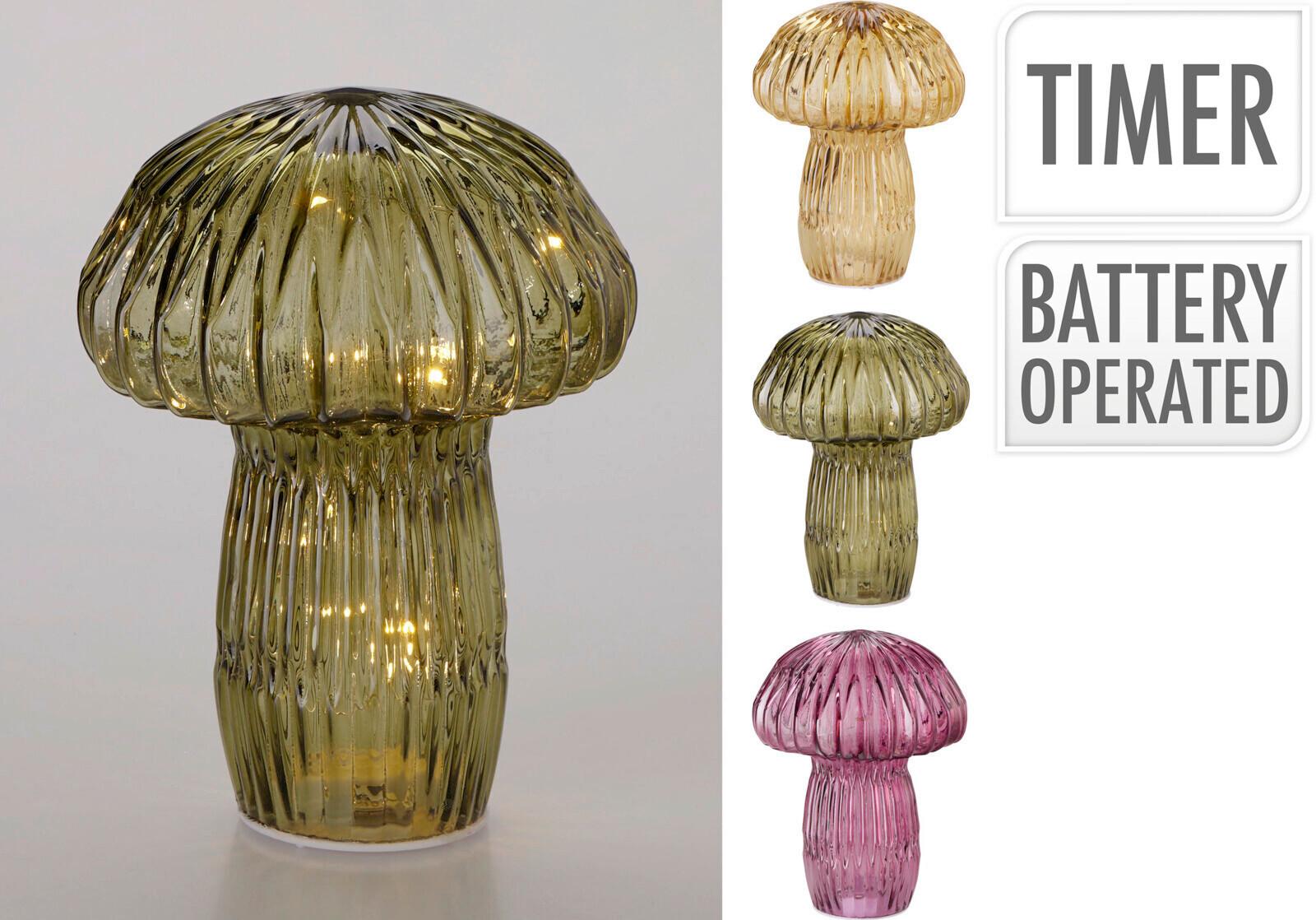 Dekor Gomba Mushroom - cappuccino/padlizsán, üveg (15,5/21cm)
