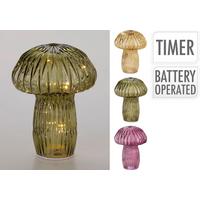 Dekor Gomba Mushroom - cappuccino/padlizsán, üveg (15,5/21cm)