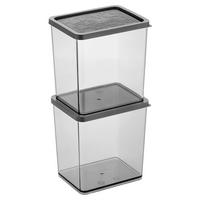 Vorratsdosenset Blacky in Grau/Klar/Schwarz, 2-teilig - Klar/Schwarz, MODERN, Kunststoff (10cm) - Premium Living