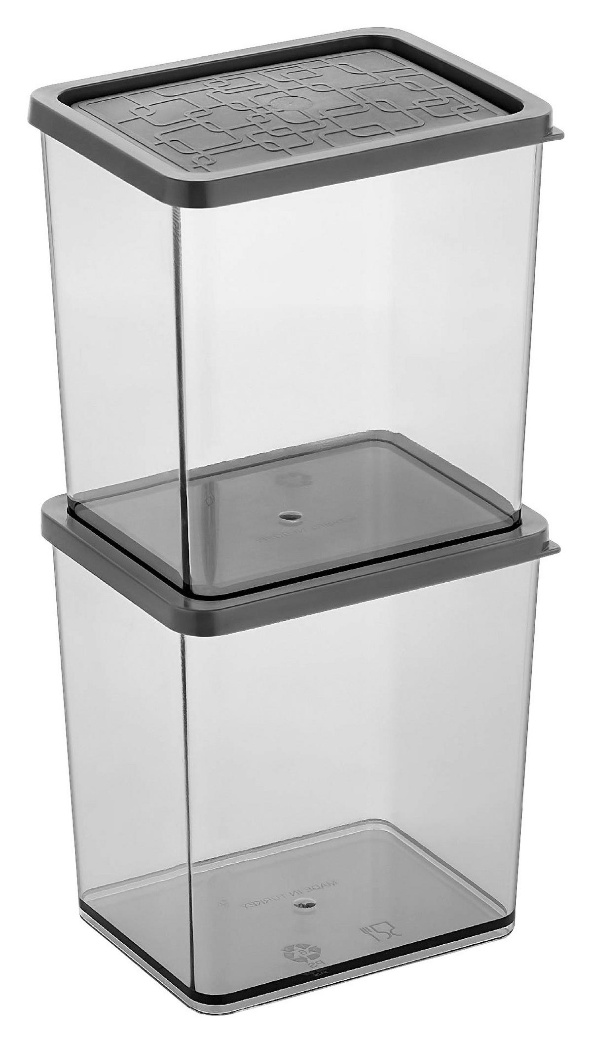 Vorratsdosenset Blacky in Grau/Klar/Schwarz, 2-teilig - Klar/Schwarz, MODERN, Kunststoff (10cm) - Premium Living