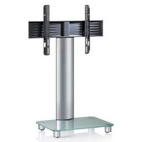 TV-Rack Tosal m. Rollen ca. 60x100 cm Silber/Transpar. - Klar/Silberfarben, KONVENTIONELL, Glas/Metall (60/100/44cm) - MID.YOU