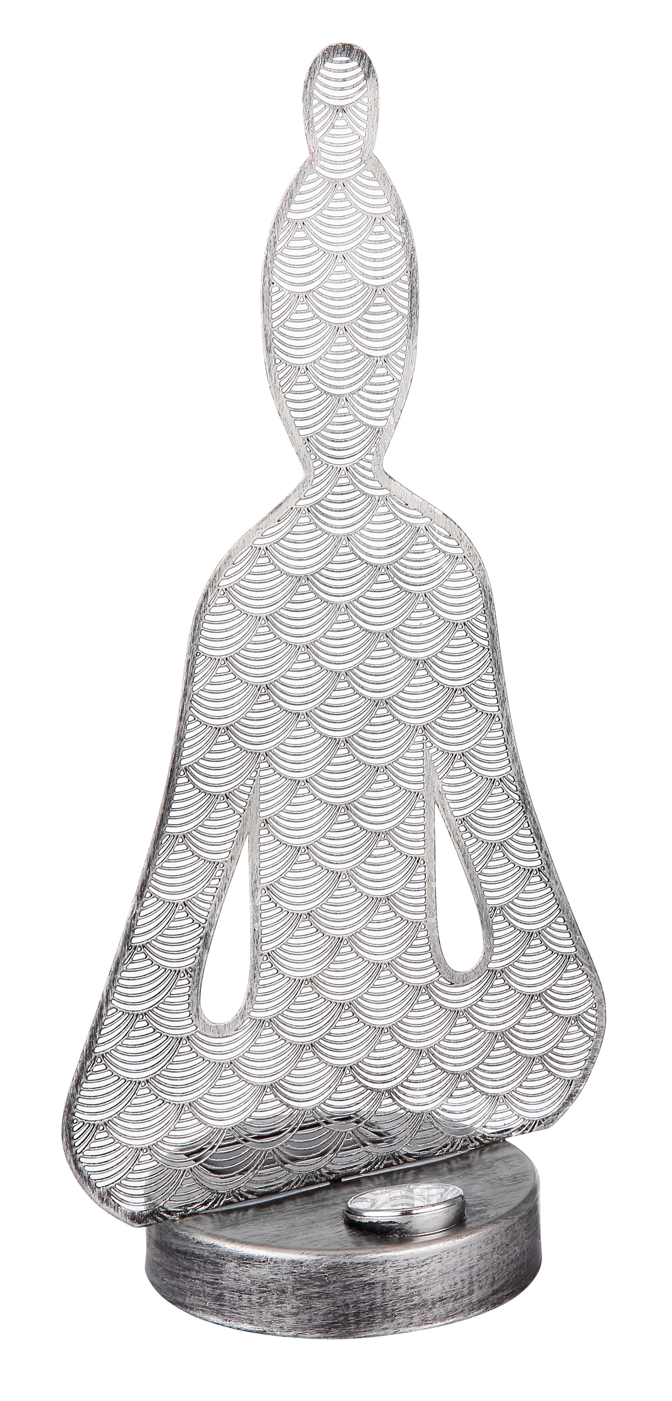 Solarna Svetilka Buddha, S Sijalko - srebrne barve/črna, Design, kovina/umetna masa (19/12/36cm) - Globo