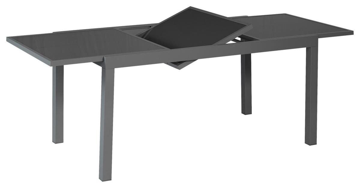 Vrtna Miza Amalfi, 150-210x90cm - barve grafita, Moderno, kovina/steklo (160/90/75,5cm) - Gardenson