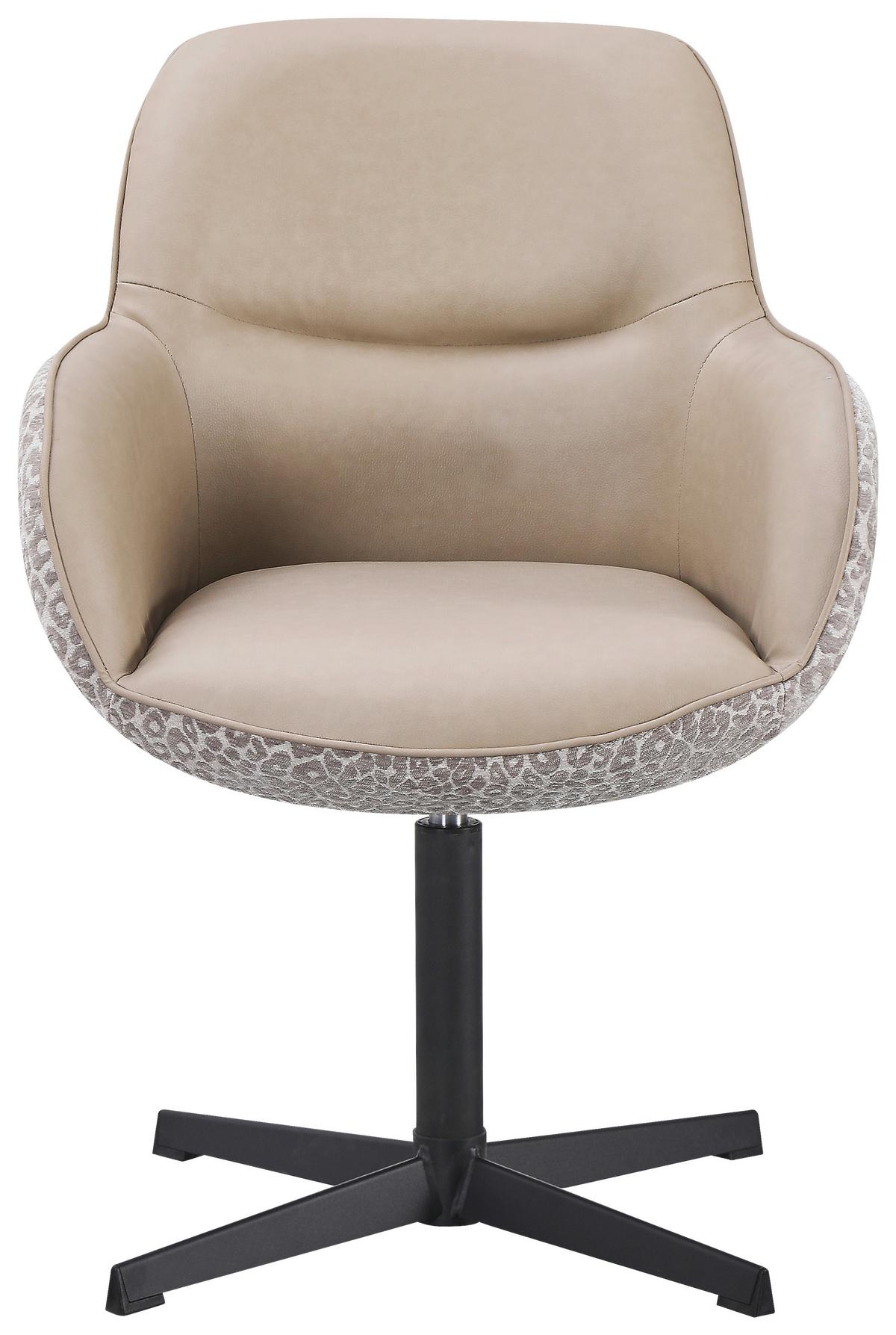 Naslanjač Leona - črna/bež, Design, kovina/tekstil (61/87/63cm) - Mömax