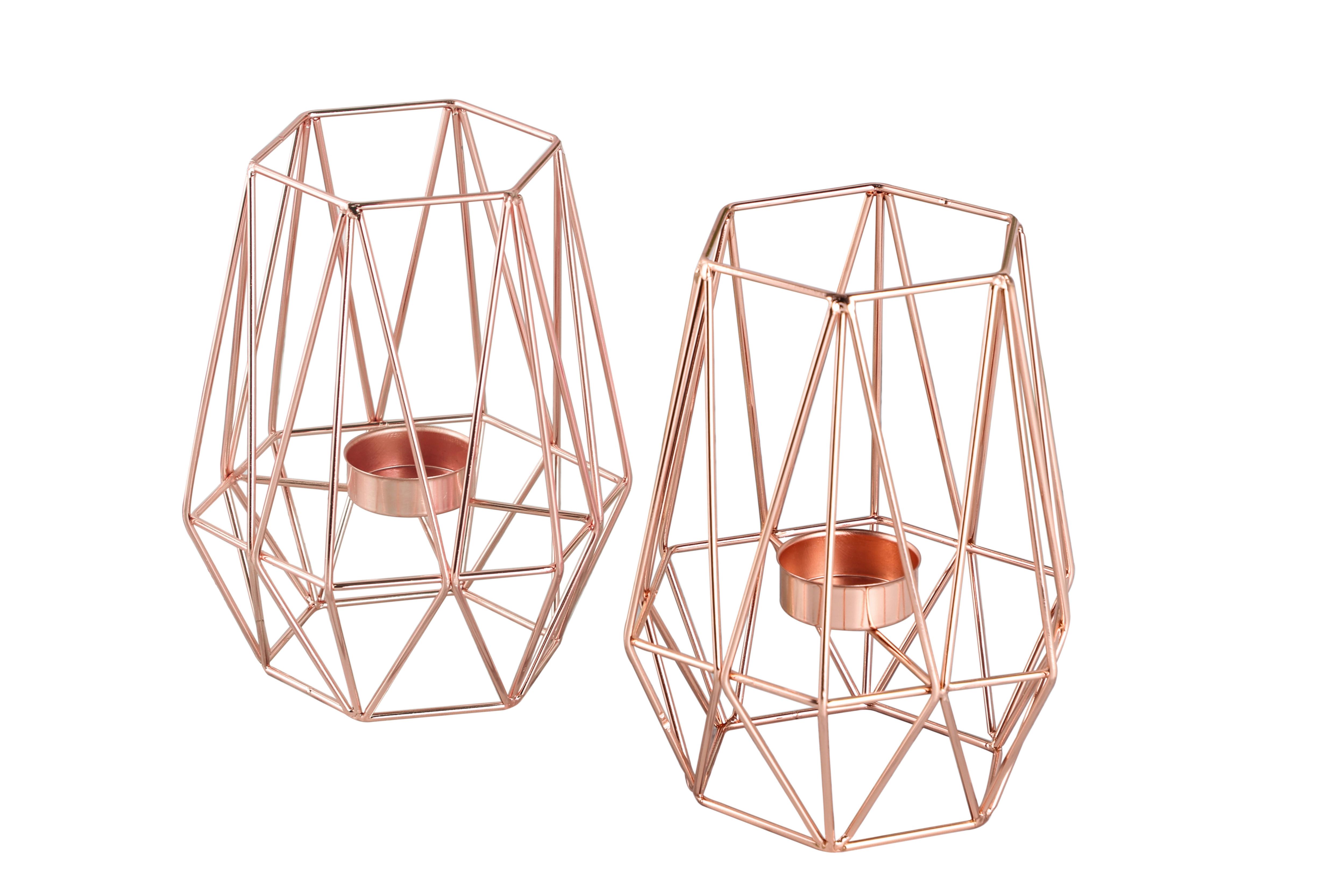 Teelichthalter-Set Rosegold, 2 Stk. - Roségold, Basics, Metall (9,5cm) - Echtwerk