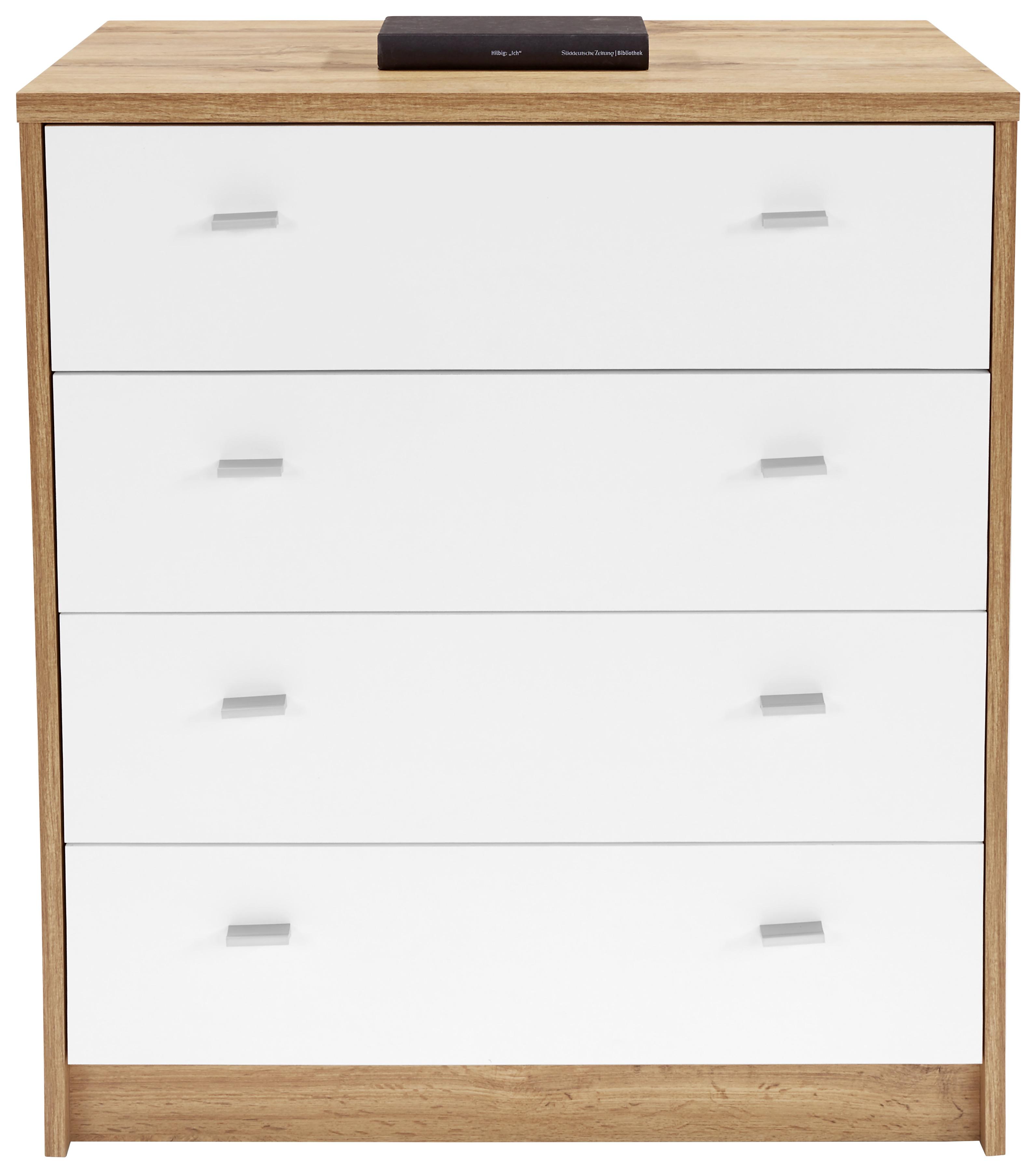 Komoda 4-you New, Bela, Barva Hrasta - barve kroma/črna, Moderno, leseni material (74/85,4/44,5cm) - Mömax