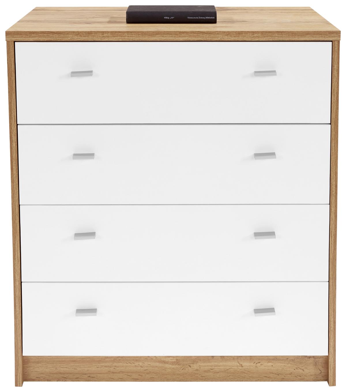 Komoda 4-you New, Bela, Barva Hrasta - barve kroma/črna, Moderno, leseni material (74/85,4/44,5cm) - Mömax
