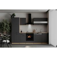 Küchenblock Merle m. Geräten Grau - Edelstahlfarben/Eichefarben, Basics, Holzwerkstoff/Metall (280cm) - Respekta