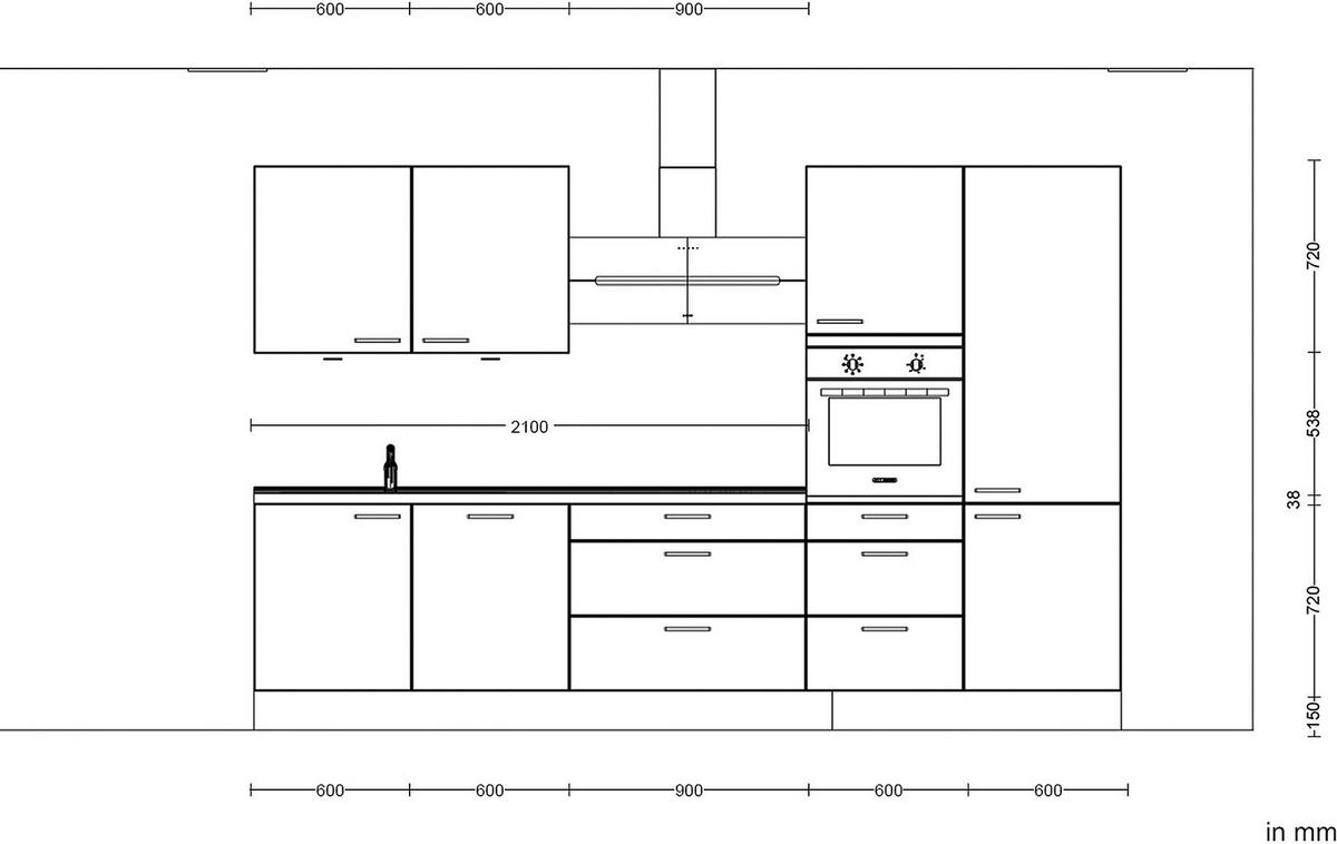 Küchenleerblock Riva High o. Geräte Schieferfarben - Schieferfarben/Edelstahlfarben, MODERN, Holzwerkstoff/Metall (330cm) - Nobilia