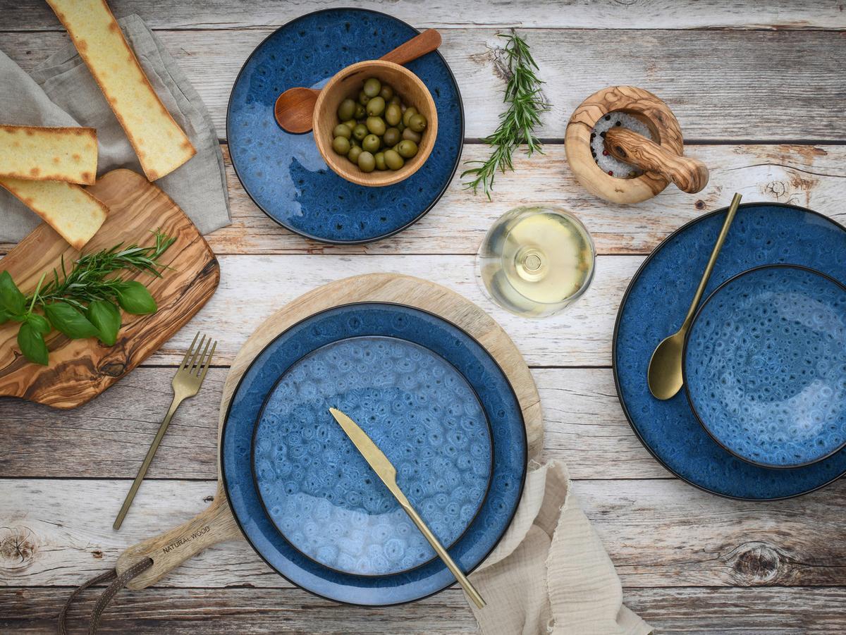 Jedilni Servis Capri, 18-Delni - modra/črna, Basics, keramika - Creatable