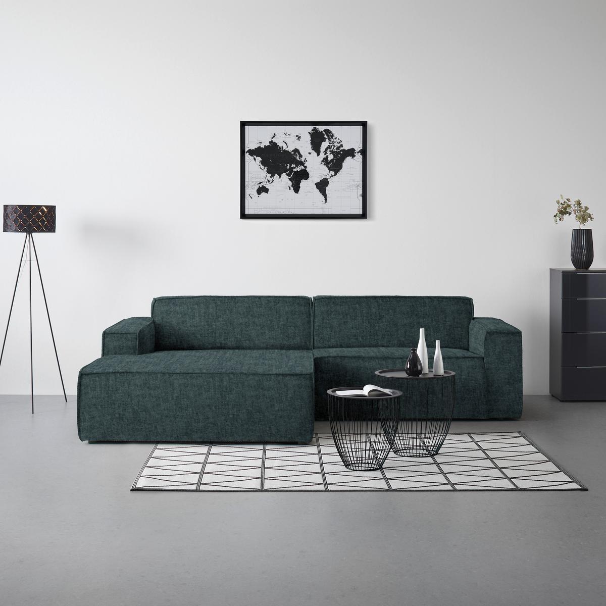 Wohnlandschaft Loft Dunkelblau - Schwarz/Dunkelblau, MODERN, Kunststoff/Textil (172/75/265cm) - Mömax