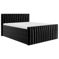 Boxspringbett In Schwarz Ca. 180x200cm - Schwarz, Konventionell, Holzwerkstoff/Kunststoff (180/200cm) - Premium Living