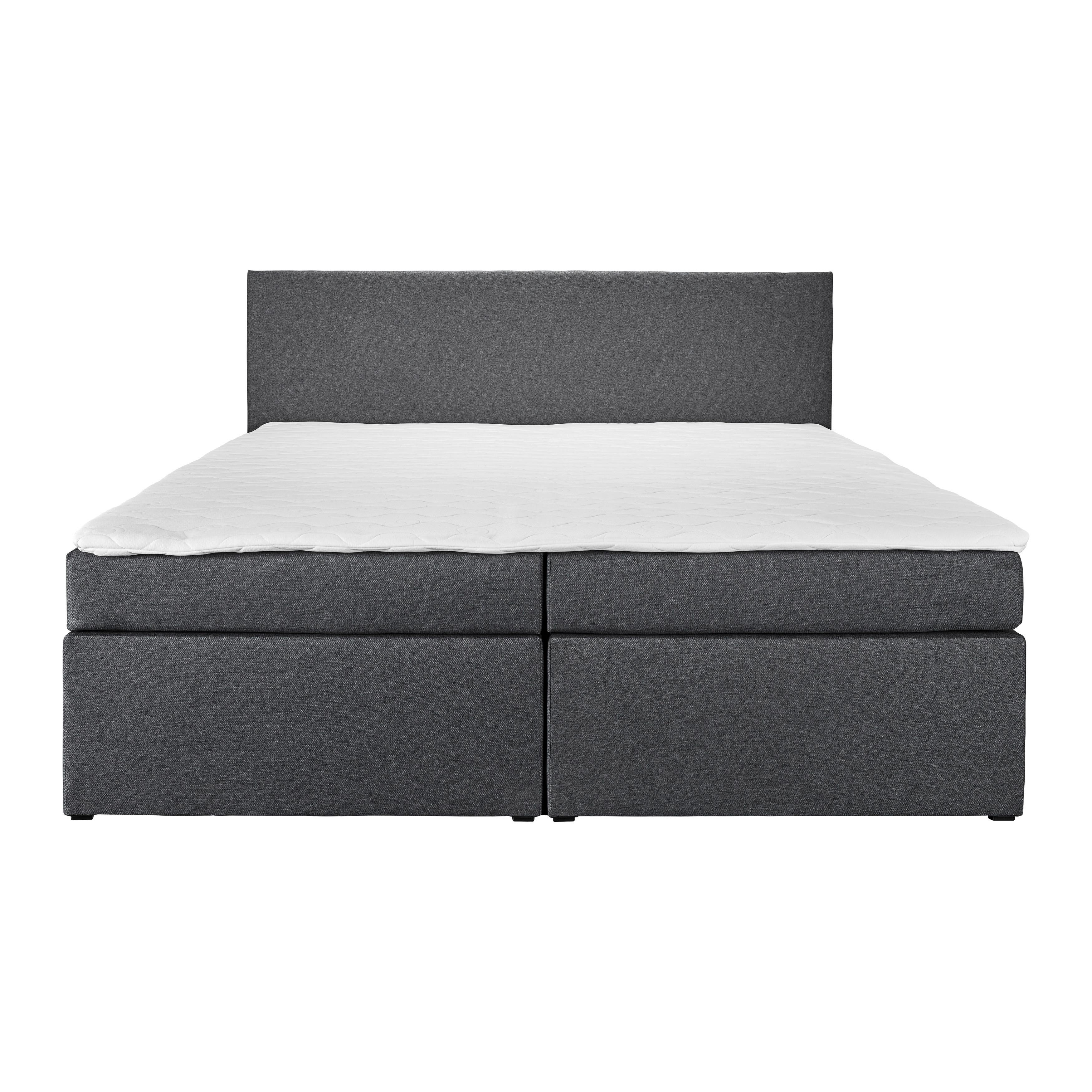 Boxspringbett LUCY2 grau ca. 180x200cm inkl. Topper - Schwarz/Grau, Modern, Holz/Kunststoff (180/200cm) - Bessagi Home