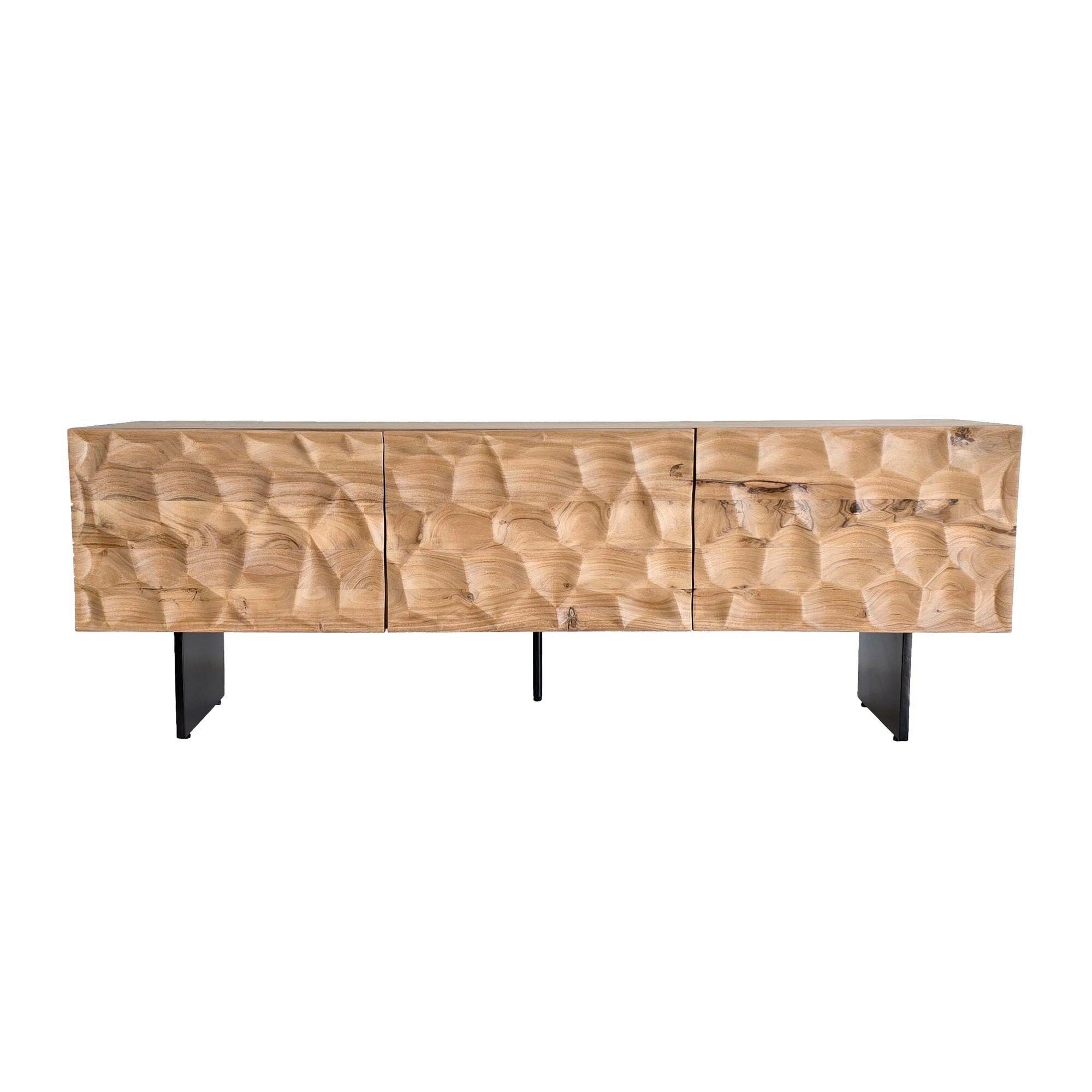 Nizka Omarica Akazie, Pravi Les - črna/barve akacije, Natur, kovina/les (160/56/37cm) - Livetastic