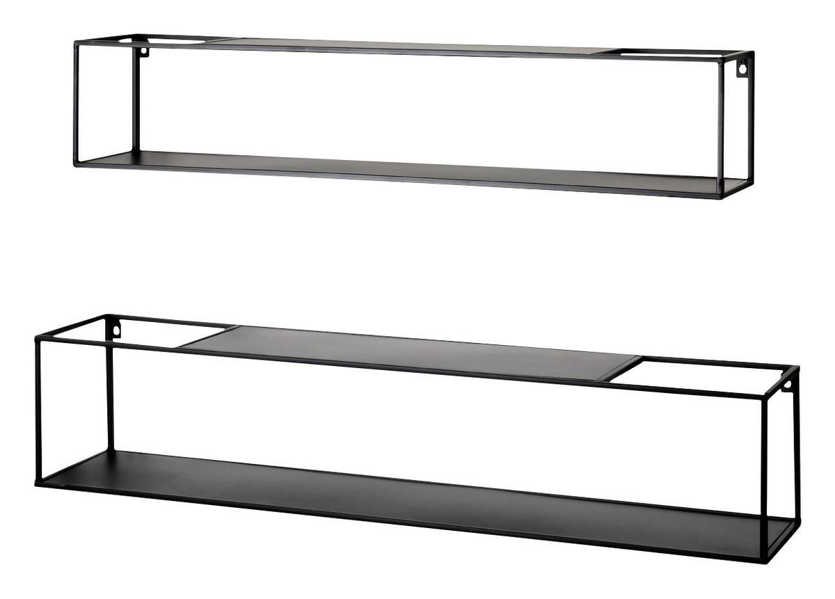 Wandregalset aus Metall in Schwarz, 2 Stück - Schwarz, MODERN, Metall (95-85/20-17/20-17cm) - Mömax