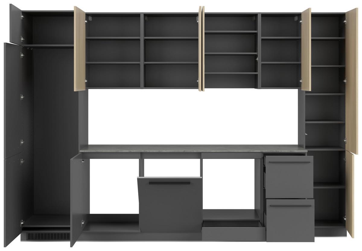 Bucatarie standard MILINO - culoare lemn stejar/grafit, Basics, material pe bază de lemn (330/230/60cm) - Visiona