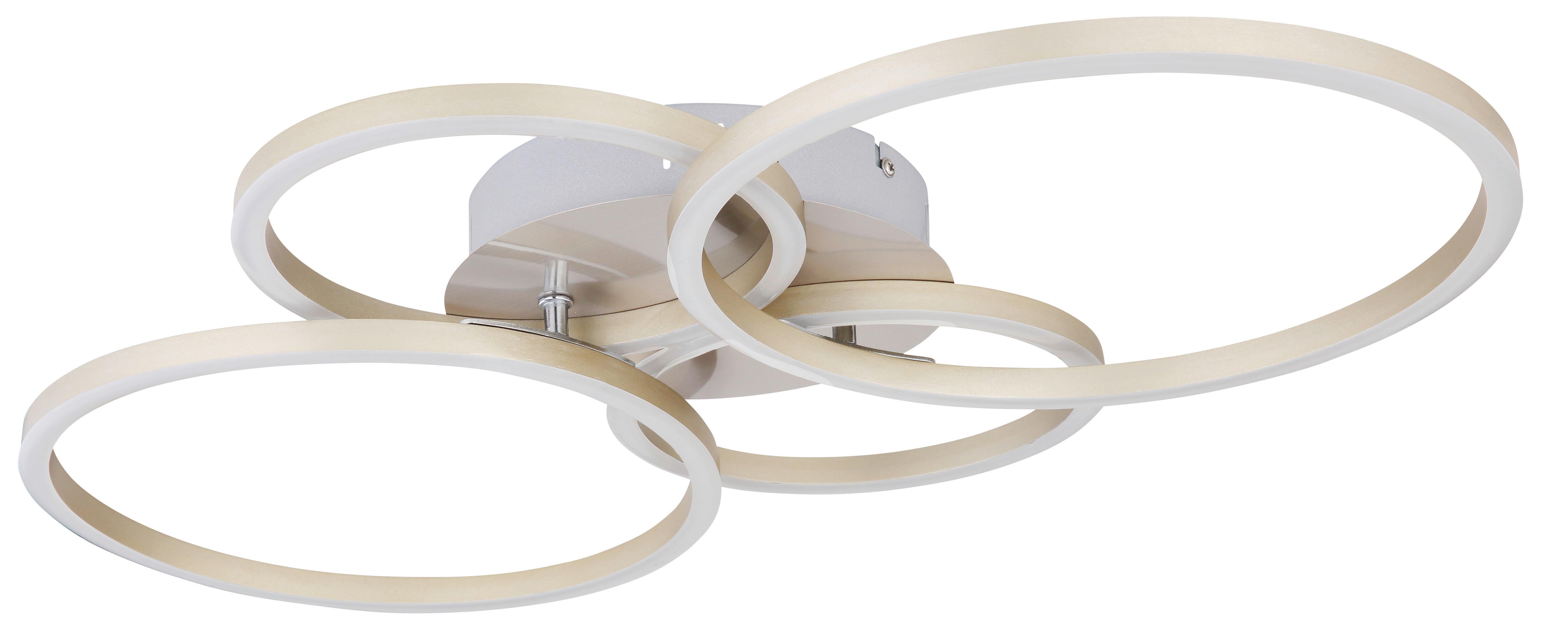 LED-Deckenleuchte Kendy max. 40 Watt - Opal/Nickelfarben, Basics, Kunststoff/Metall (65,5/40,6/7,5cm) - Globo
