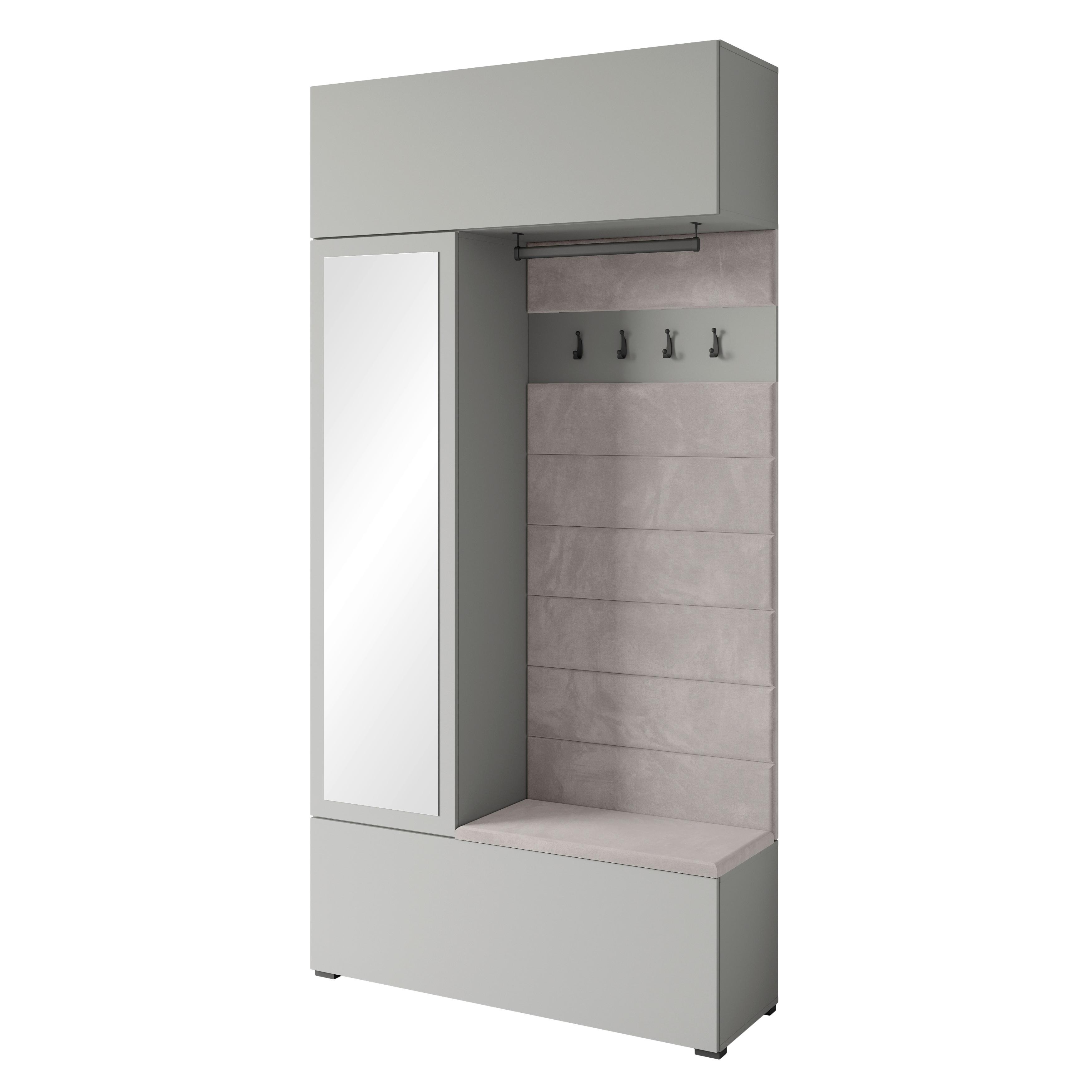 Garderobe Tejo Grau - Grau, Design, Holzwerkstoff (115/231,9/37,5cm) - Livetastic
