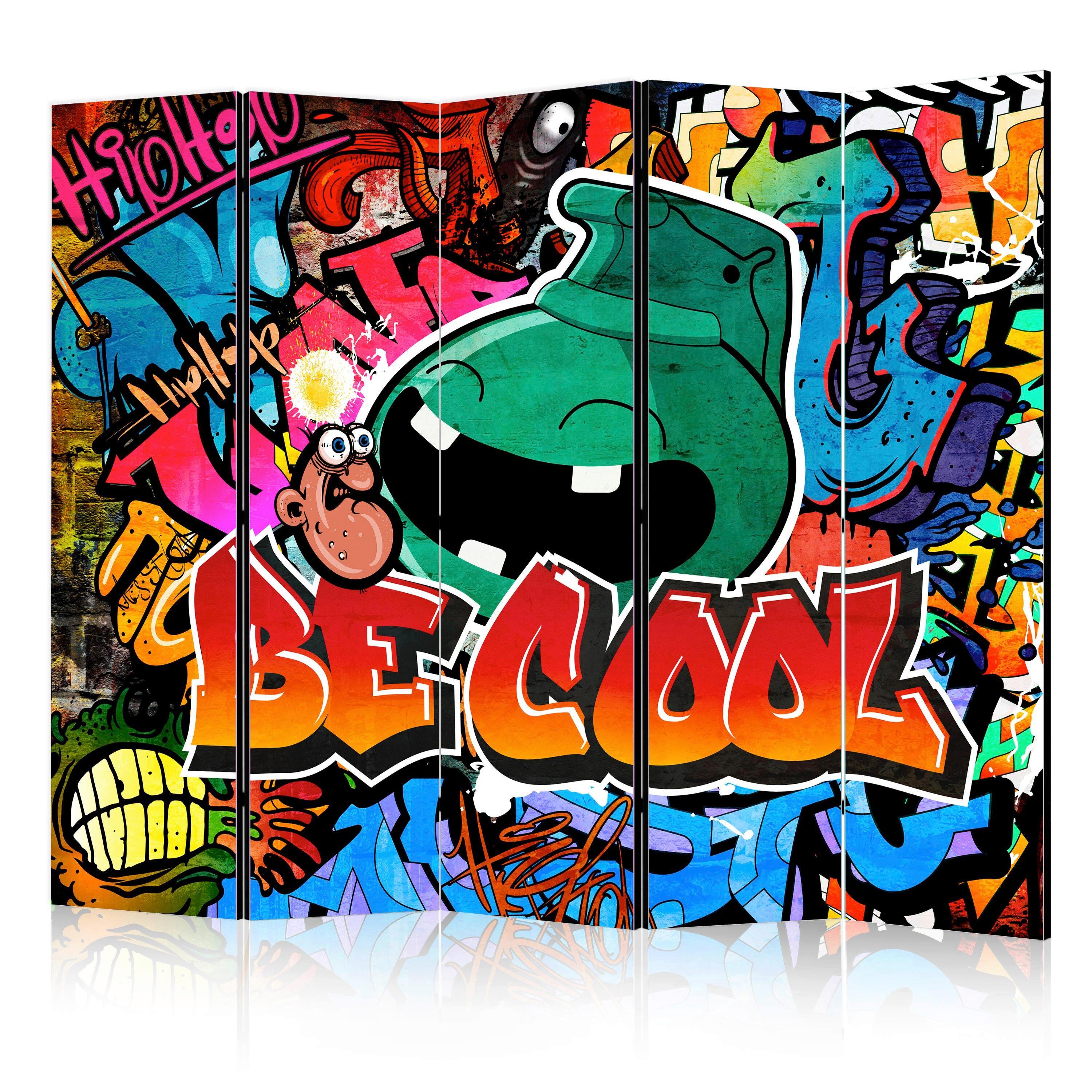 Paravan Be Cool I, 5-Delni, Dvostranski - večbarvno, Basics, tekstil/les (225/172/3cm) - artgeist