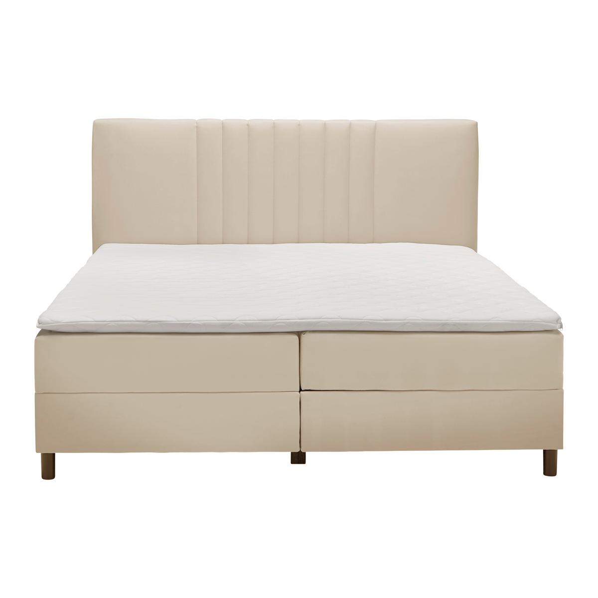 Boxbett Roma ca. 180x200 cm Beige mit Topper - Beige/Schwarz, MODERN, Holz/Textil (180/200cm) - Bessagi Home