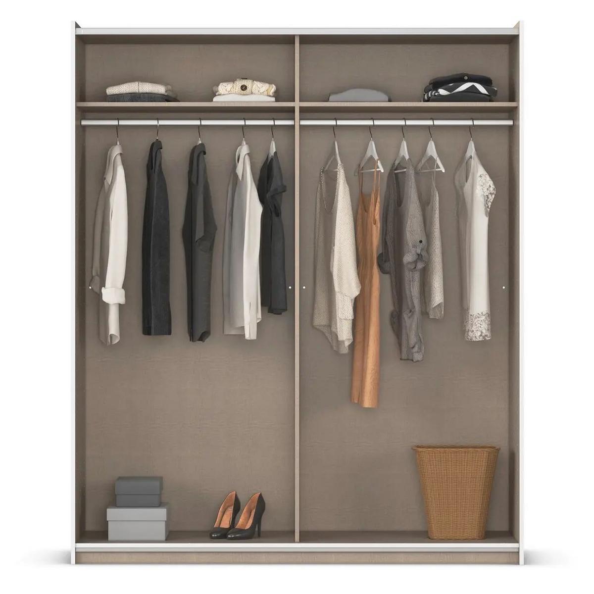 Omara Z Drsnimi Vrati Foster, Bela, Hrast, Ogledalo, 218 Cm - bela/barve aluminija, Konvencionalno, kovina/leseni material (218/210/59cm)