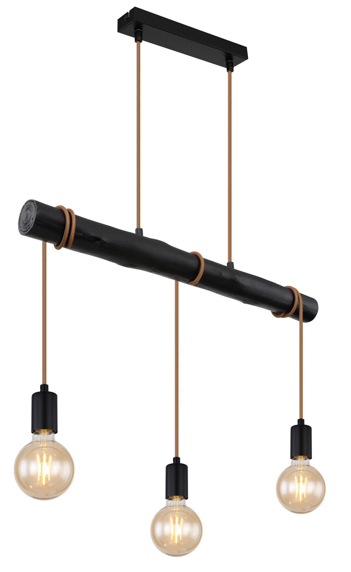 Hängeleuchte Gregor Schwarz max. 60 Watt - Schwarz, Design, Holz/Metall (60/5/120cm) - Globo