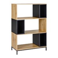 Standregal Megy Schwarz/ Eichenfarben MDF - Eichefarben/Schwarz, MODERN, Metall (80/121/40cm) - Bessagi Home