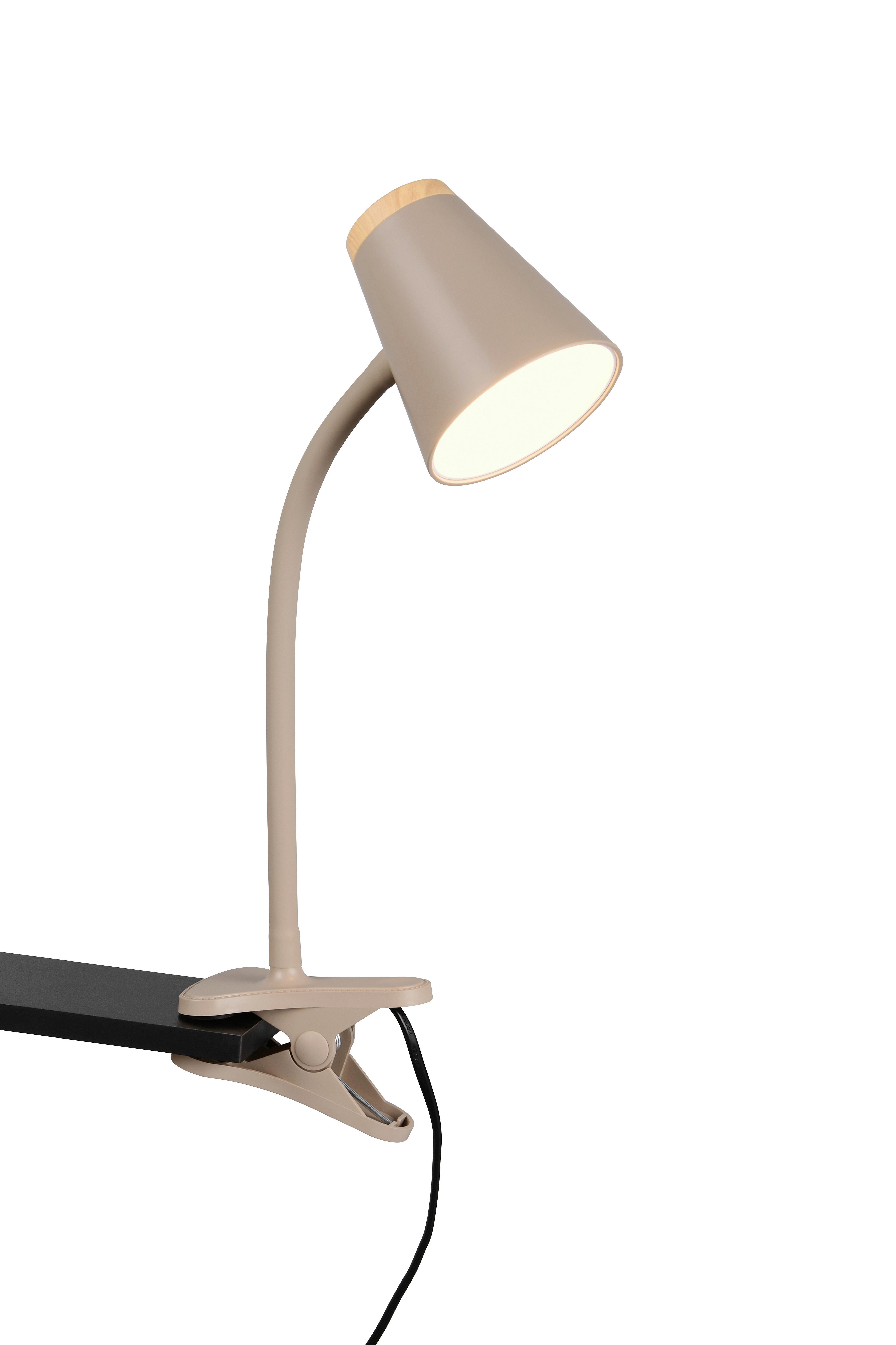 LAMPA ZACISKOWA LED R25831143 PONGO - beżowy/brązowy, Basics, tworzywo sztuczne/metal (33/9,5/32cm)