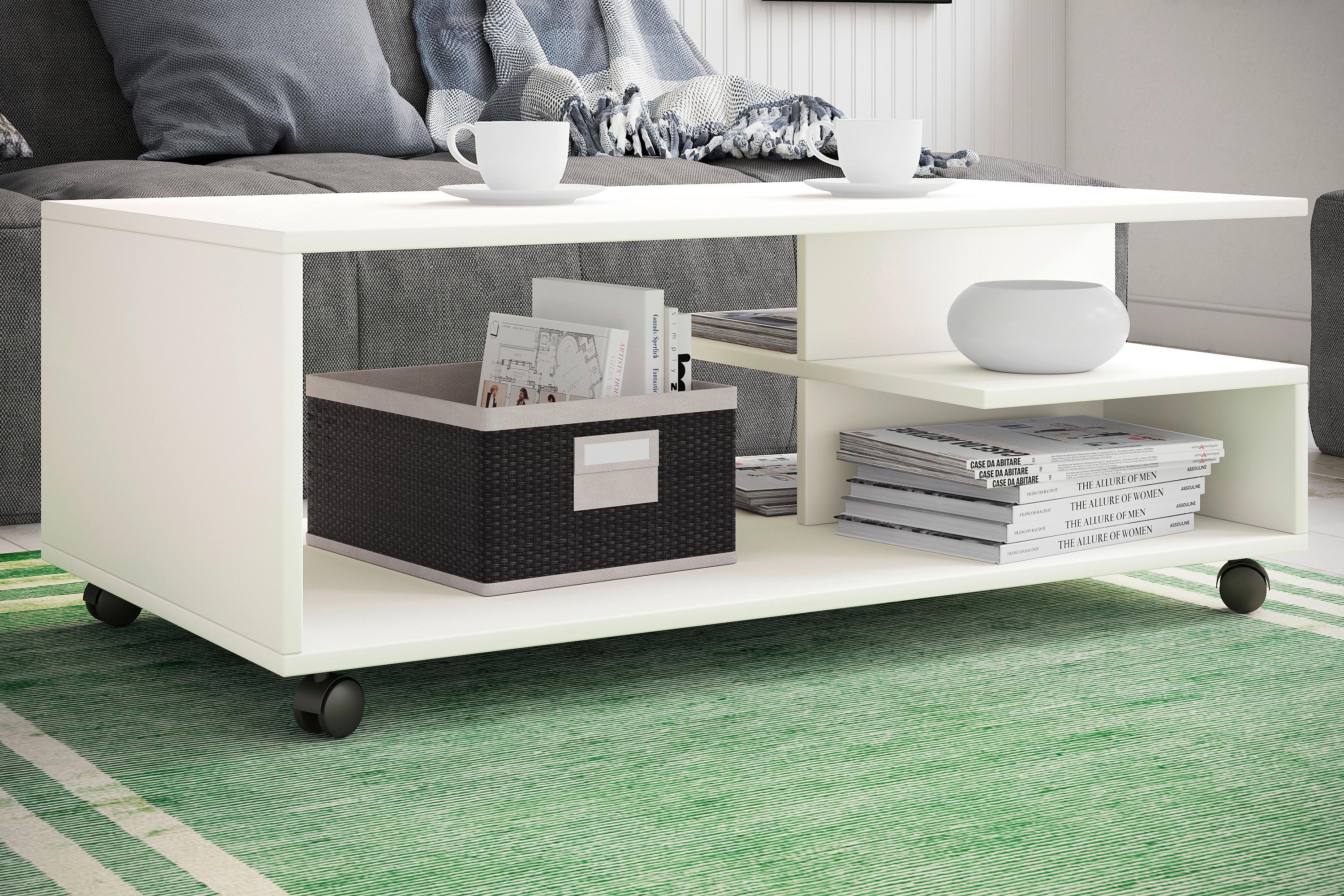 COUCHTISCH STANGO XL - Weiss, Design, Holzwerkstoff/Kunststoff (100/50/40cm) - MID.YOU