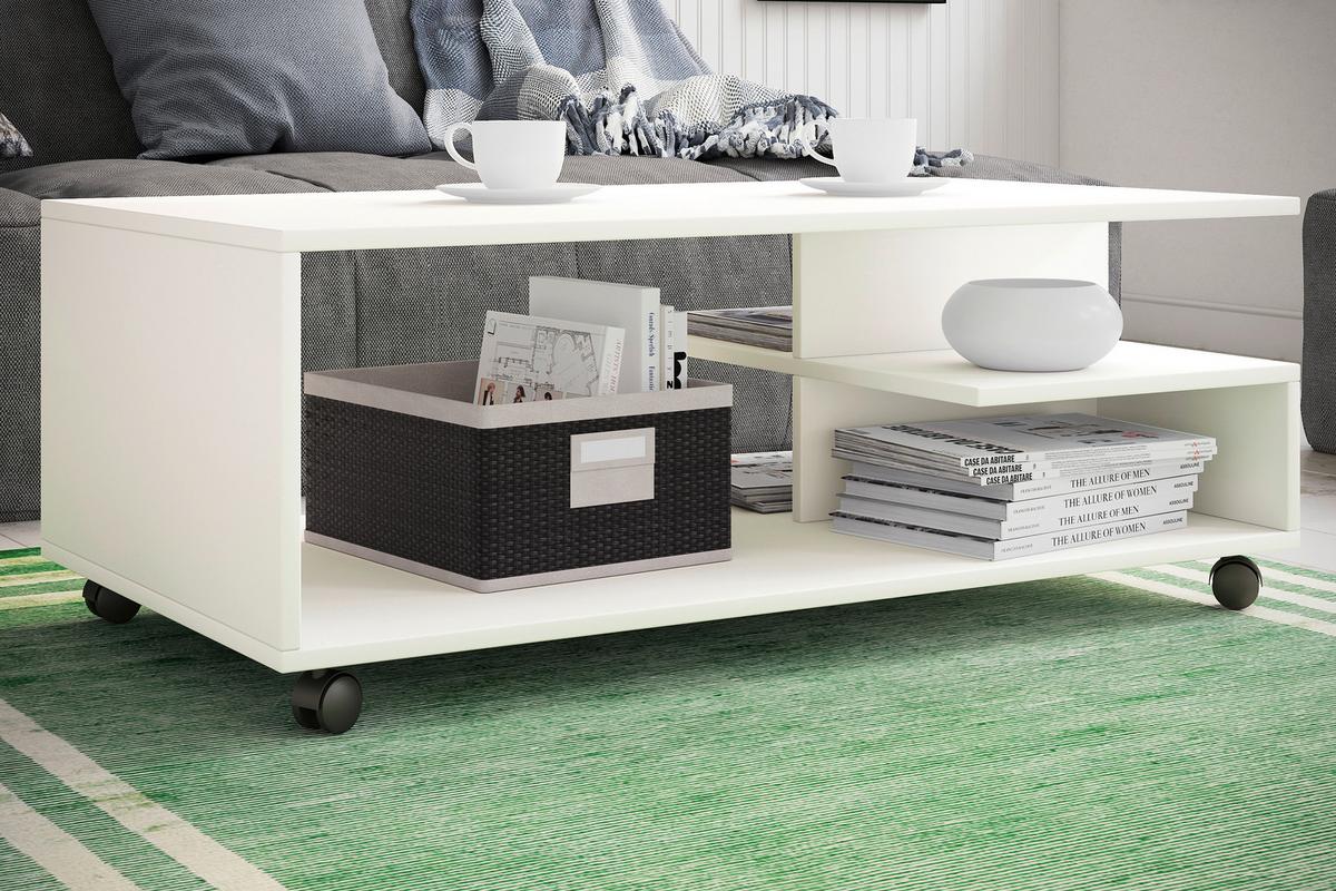 Klubska Miza Stango Xl, Bela - bela, Design, umetna masa/leseni material (100/50/40cm) - MID.YOU