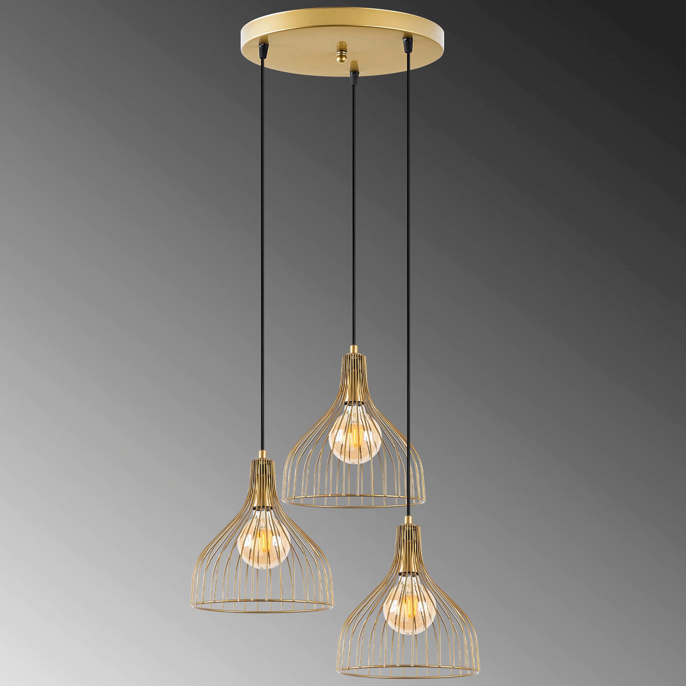 LAMPA WISZĄCA CAFU - 11566 - 2 - kolor złoty, Design, metal (49/121cm) - P & B