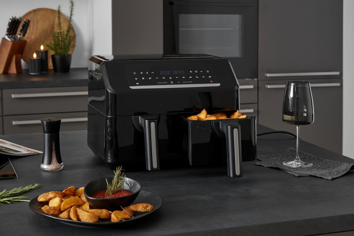 Heißluftfritteuse Juta in Schwarz max. 2400 Watt - Schwarz, KONVENTIONELL, Kunststoff (38/34,6/29,5cm) - Insido