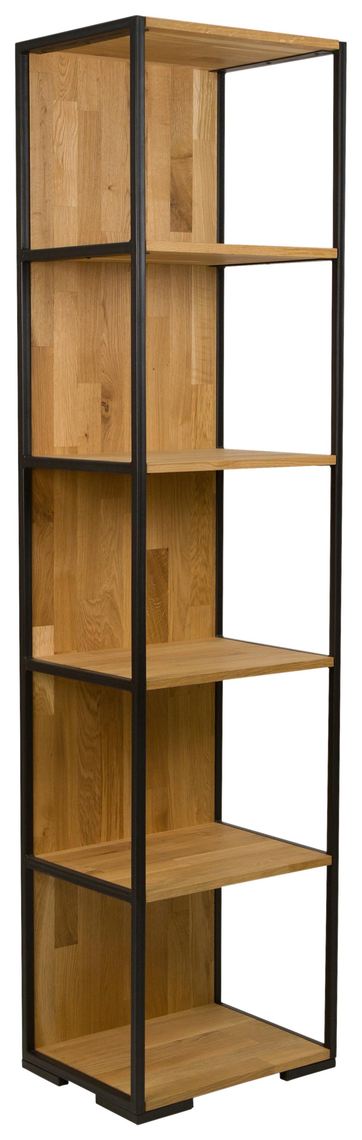 Regal Albero Naturfarben - Schwarz/Naturfarben, MODERN, Holz/Metall (50/200/38cm) - Mömax