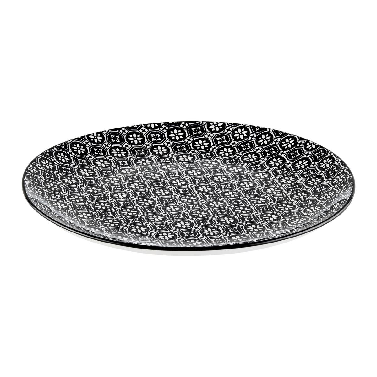 Speiseteller Shiva Schwarz/Weiss - Weiss/Schwarz, Lifestyle, Keramik (27/2,5cm) - Mömax