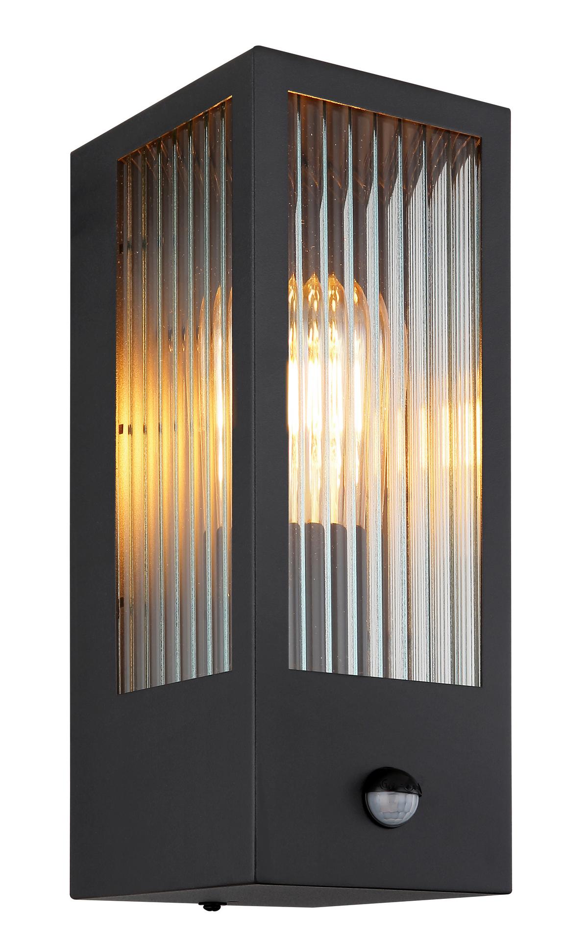 Außenleuchte Gundula max. 60 Watt - Klar/Schwarz, Basics, Glas/Metall (12/15,4/32cm) - Globo