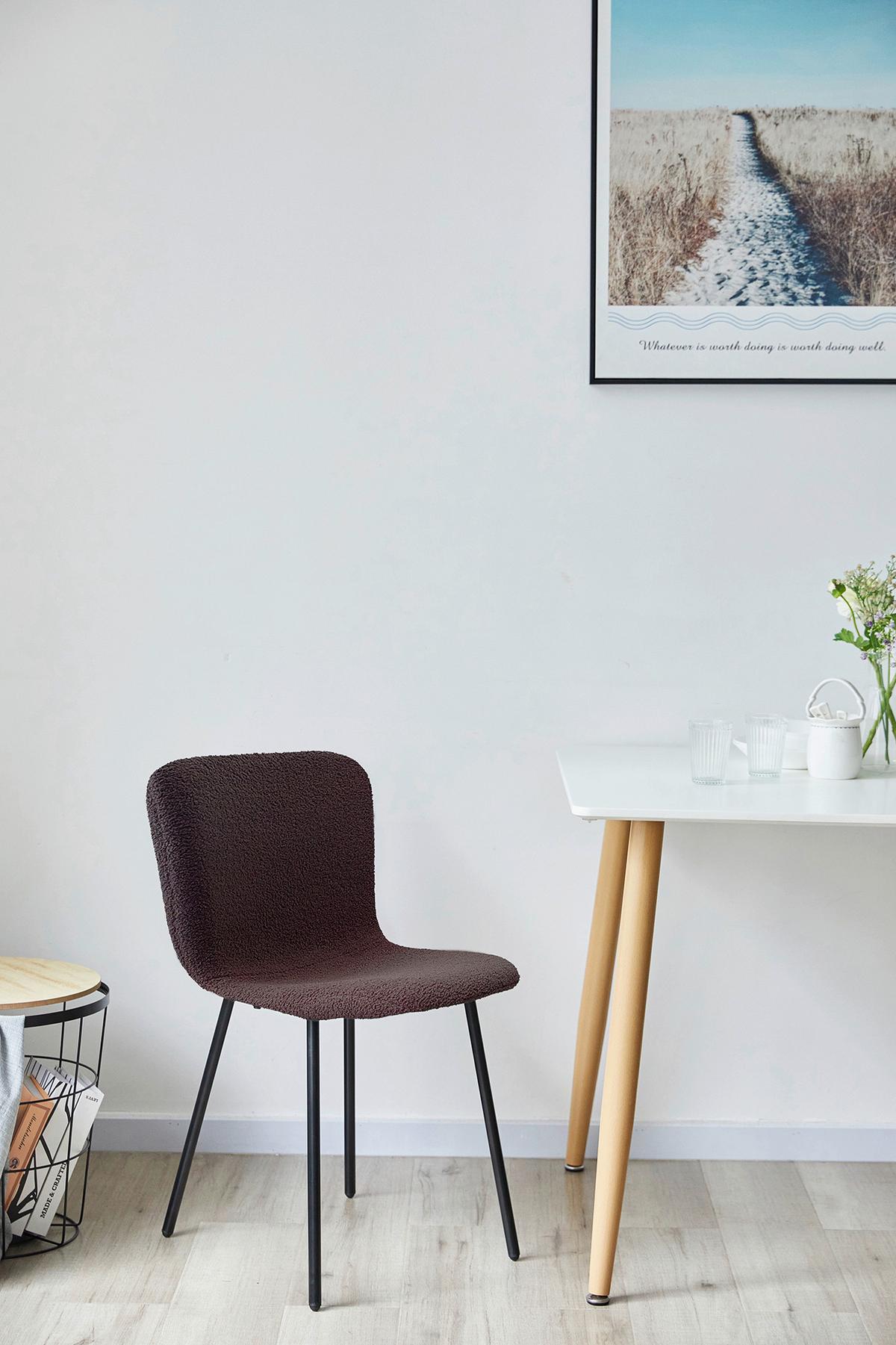 Set Stolov Bouclé, Temno Siva, 4-Delni - temno siva/črna, Moderno, kovina/tekstil (44/79/52cm) - Livetastic