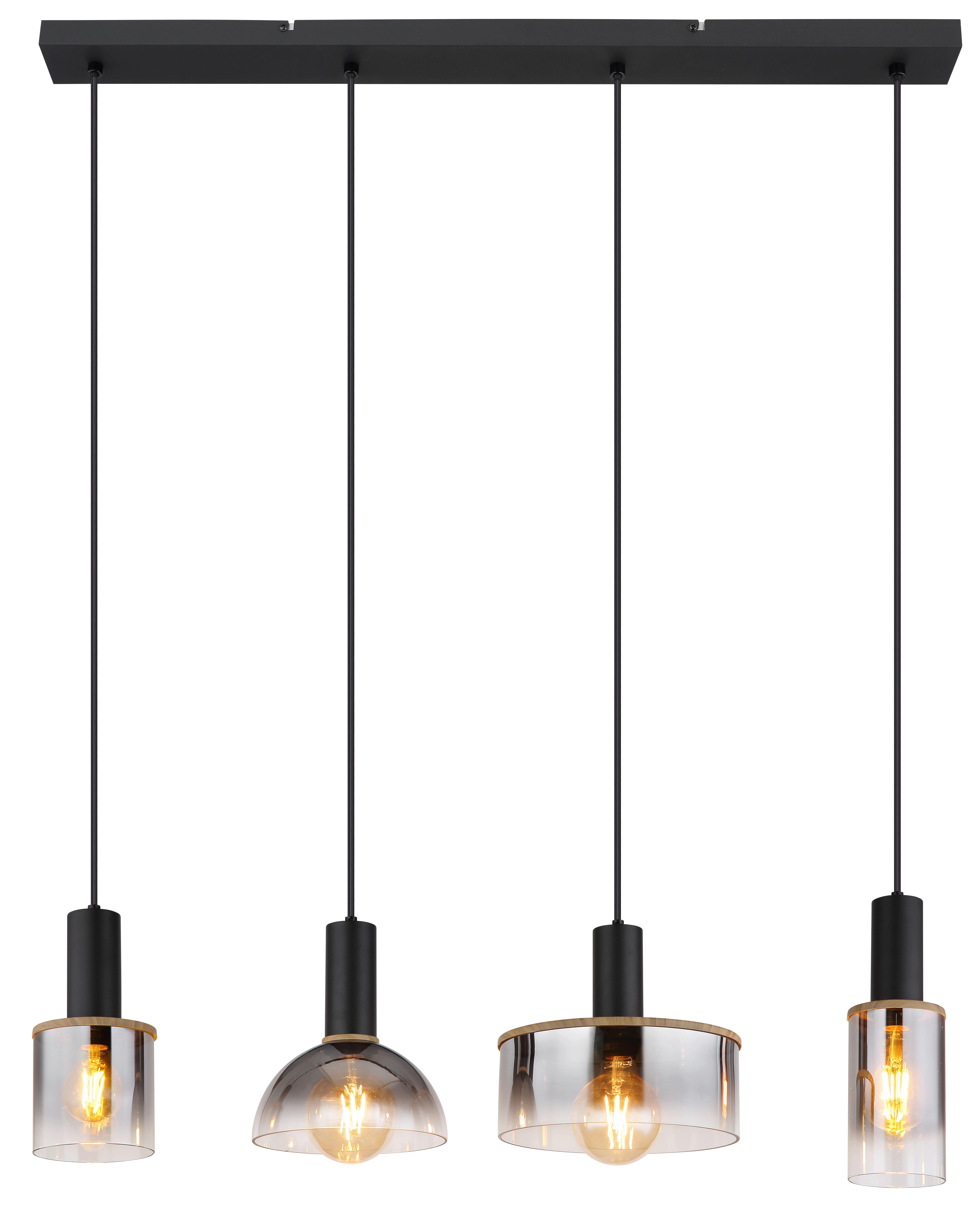 LAMPA WISZĄCA 15551-4H - czarny/ciemnobrązowy, Basics, tworzywo sztuczne/metal (105/25/120cm) - Globo