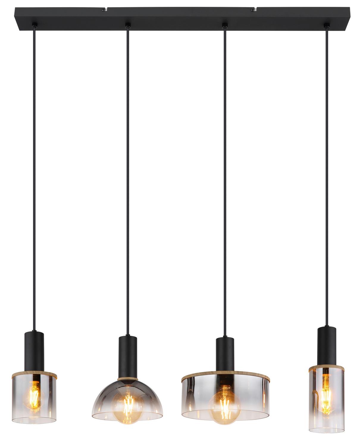LAMPA WISZĄCA 15551-4H - czarny/ciemnobrązowy, Basics, tworzywo sztuczne/metal (105/25/120cm) - Globo