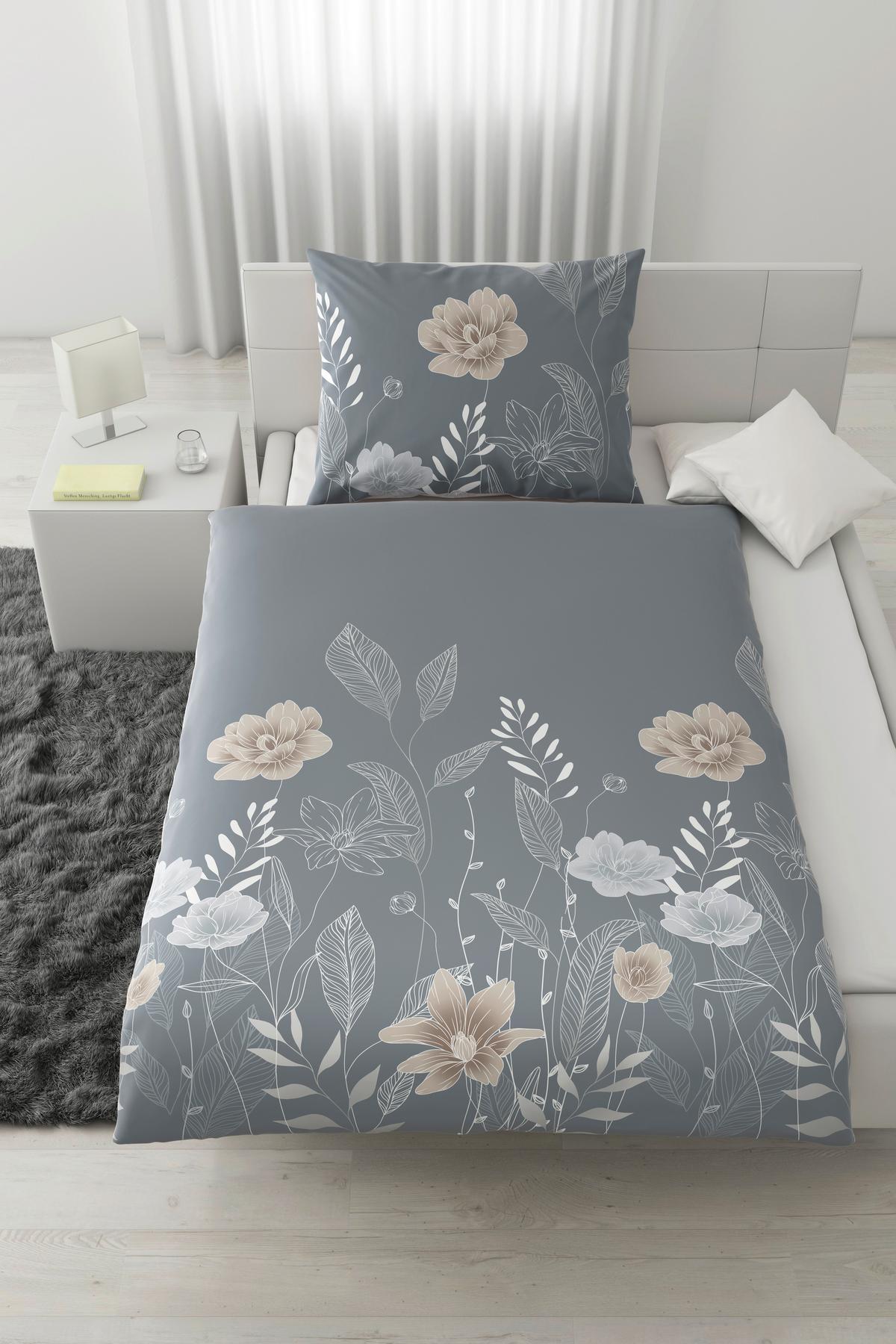 Bettwäsche Nala XL Grau ca. 140x220cm - Grau, ROMANTIK / LANDHAUS, Textil (140/220cm) - Modern Living