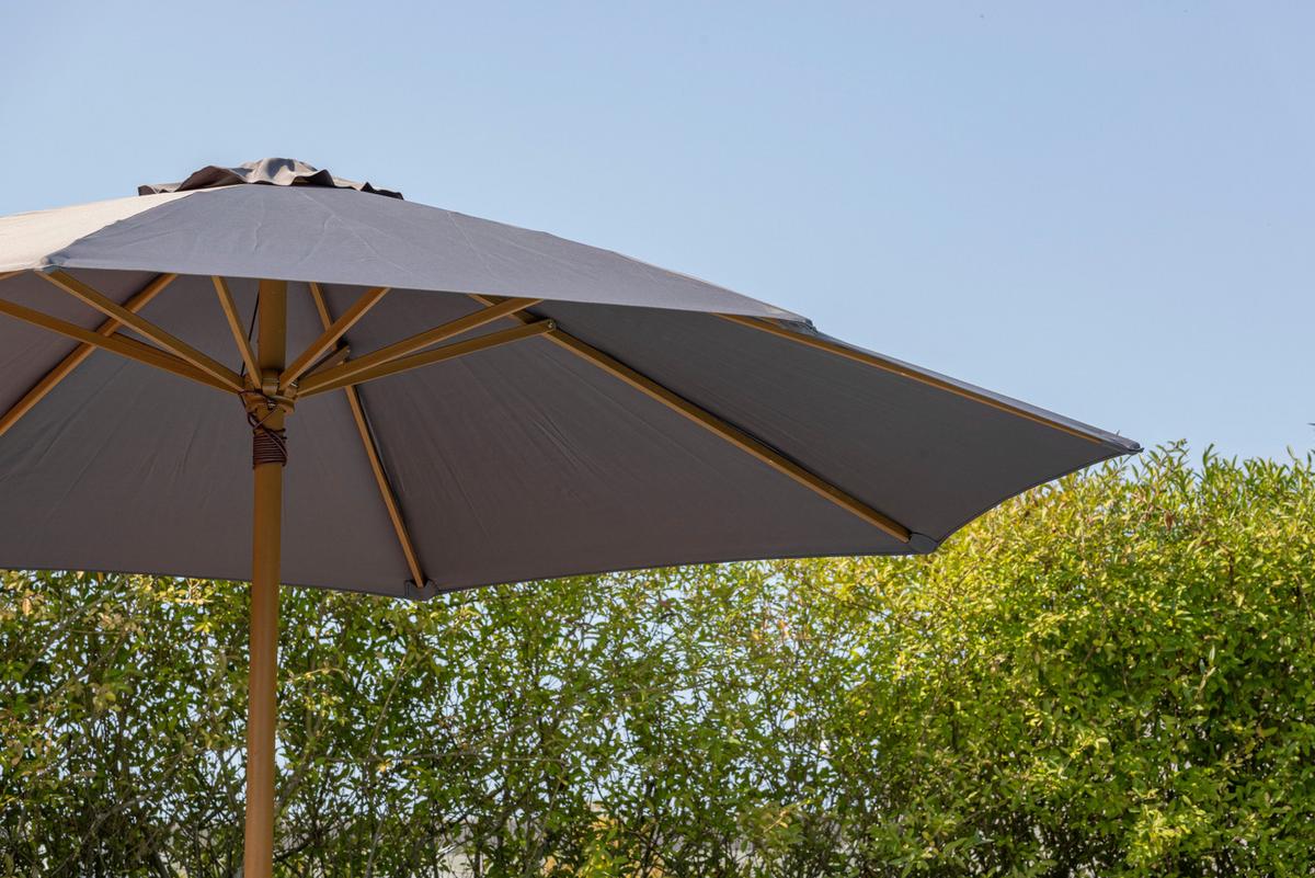SONNENSCHIRM IXOS - Grau, KONVENTIONELL, Holz/Textil (300/244cm) - Gardenson