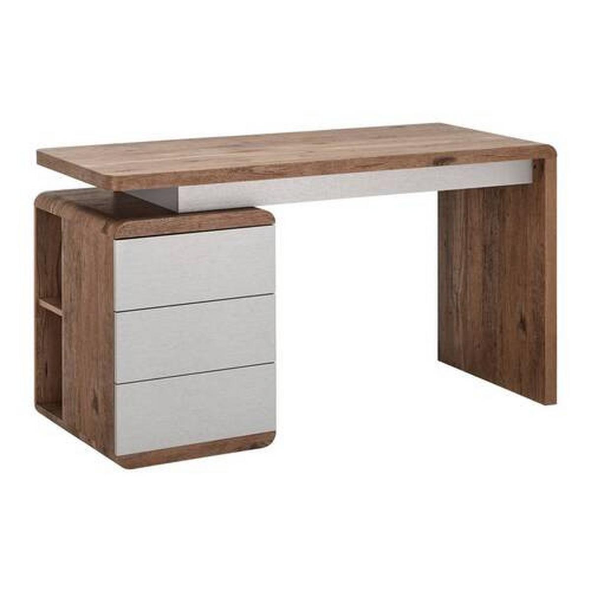 Schreibtisch Holz "lovino", Ca. 135x59 Cm, Eiche - Eichefarben/Silberfarben, Modern (135/59/75cm) - Bessagi Home