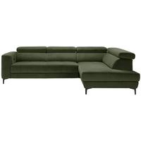 Ecksofa Emma rechts Olivgrün - Schwarz/Olivgrün, MODERN, Textil (301/210cm) - Premium Living