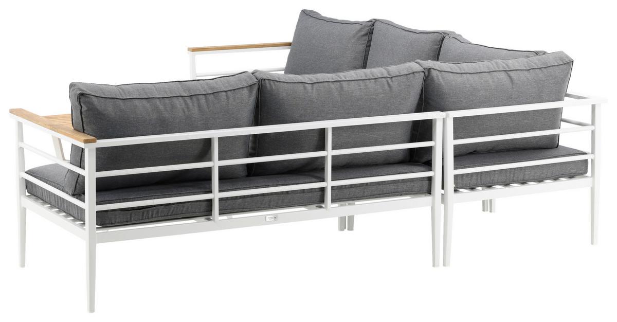 Loungegarnitur Mexico ca. 233x233 cm Alu Weiß/Teak - Weiß, KONVENTIONELL, Holz/Metall (233/233cm) - Gardenson
