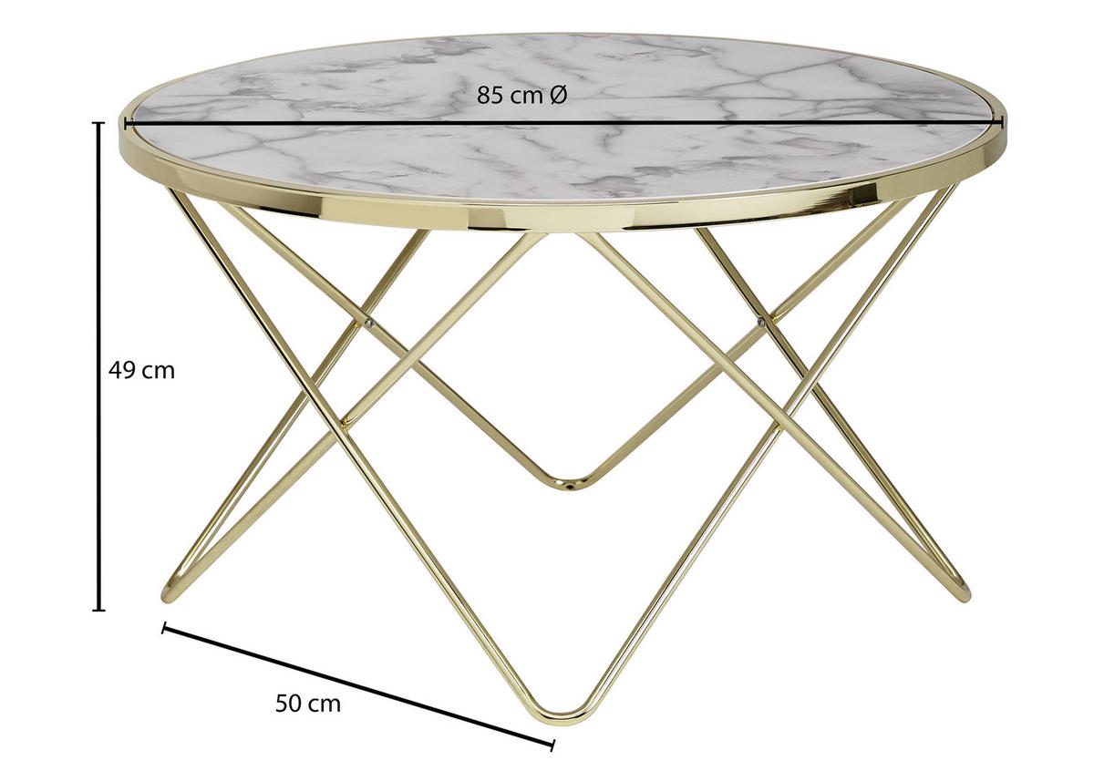 Klubska Miza Wl5.998 - zlate barve/bela, Design, kovina/leseni material (85/85cm) - MID.YOU
