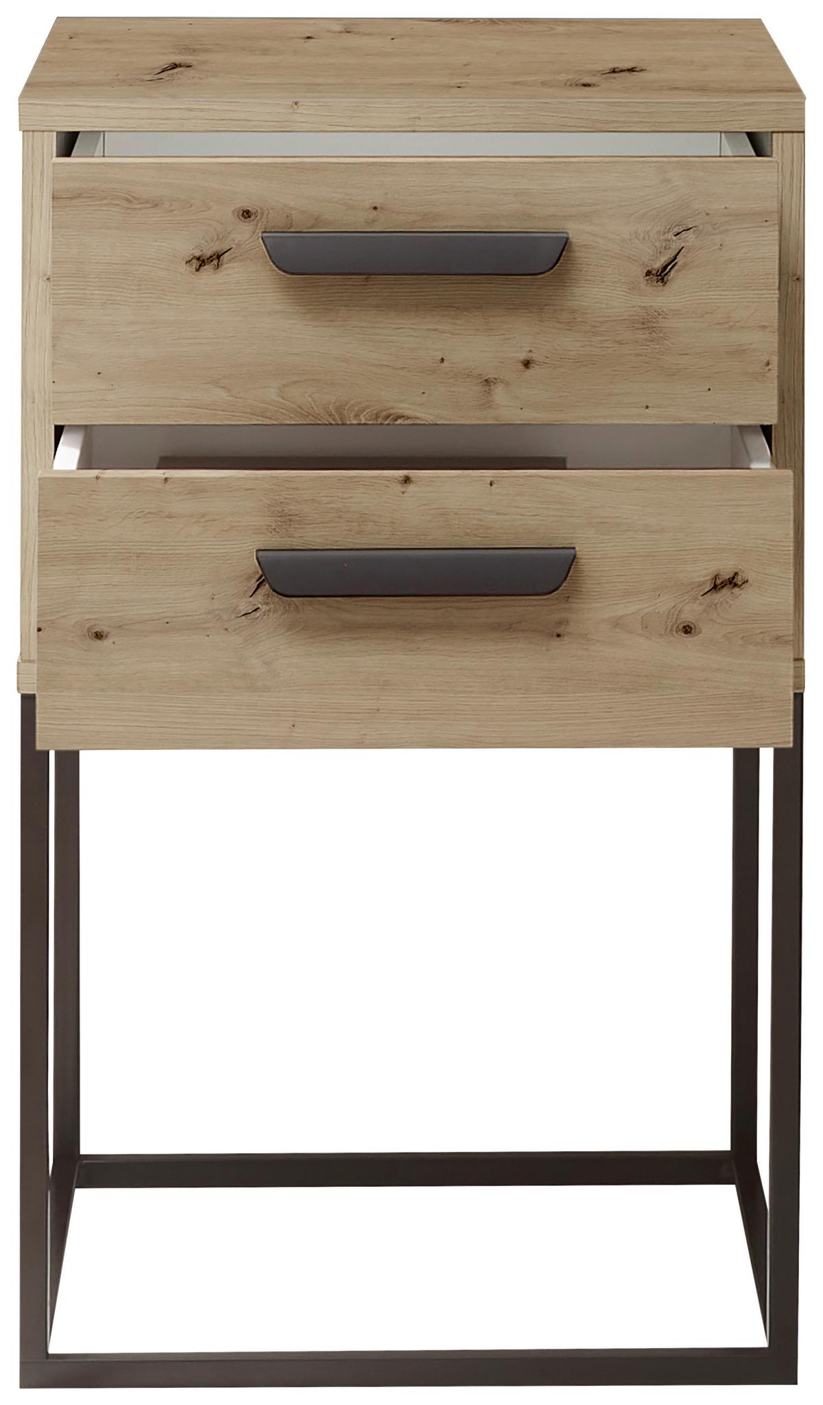 SZAFKA NOCNA SUNA - czarny/dąb artisan, Modern, materiał drewnopochodny/tworzywo sztuczne (40/65/38,5cm) - Livetastic