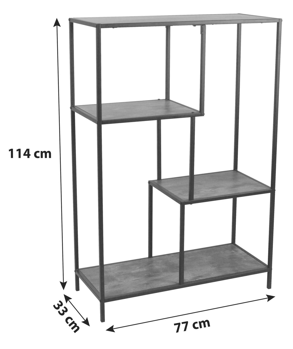 REGAŁ INDUSTRY - kolor naturalny/czarny, Modern, materiał drewnopochodny/metal (77/114/33cm) - MID.YOU