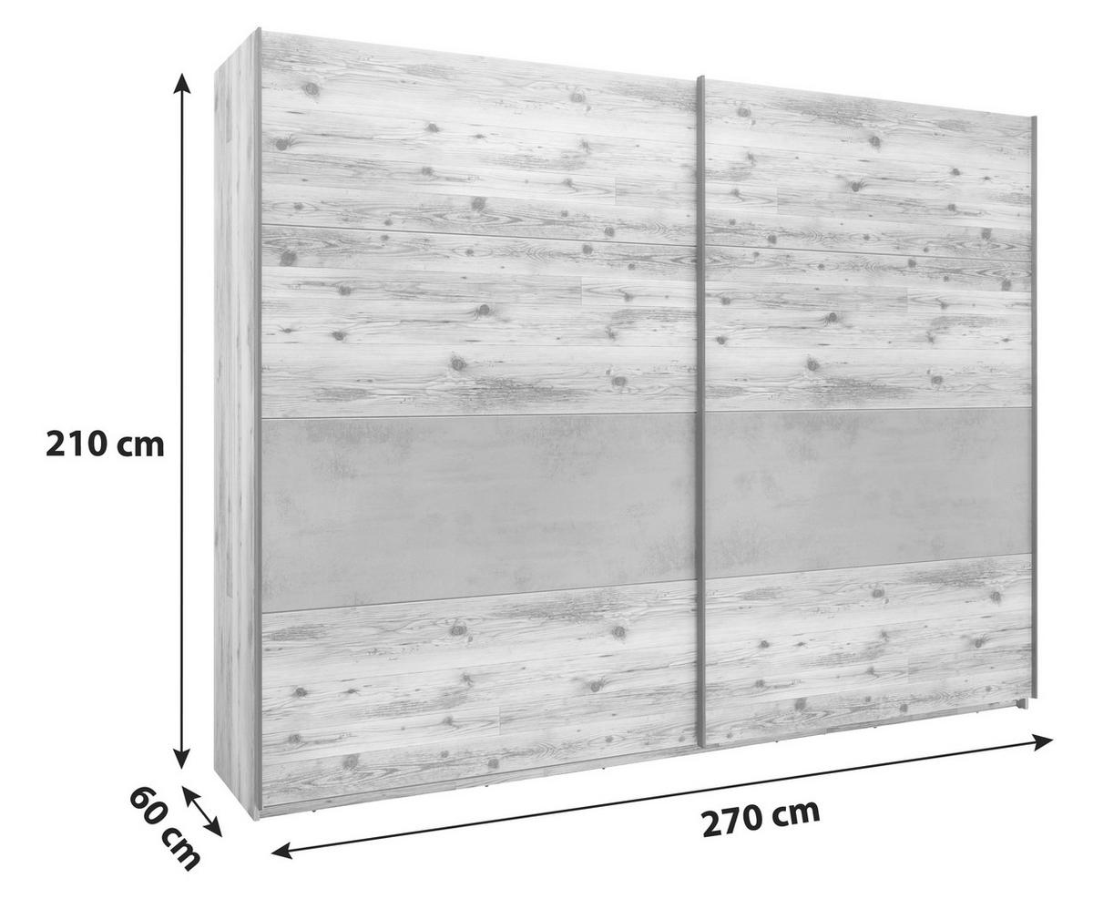 Dulap cu uși glisante Alicante - culoare lemn molid/culoare lemn stejar, Modern, material pe bază de lemn (270/210/60cm)