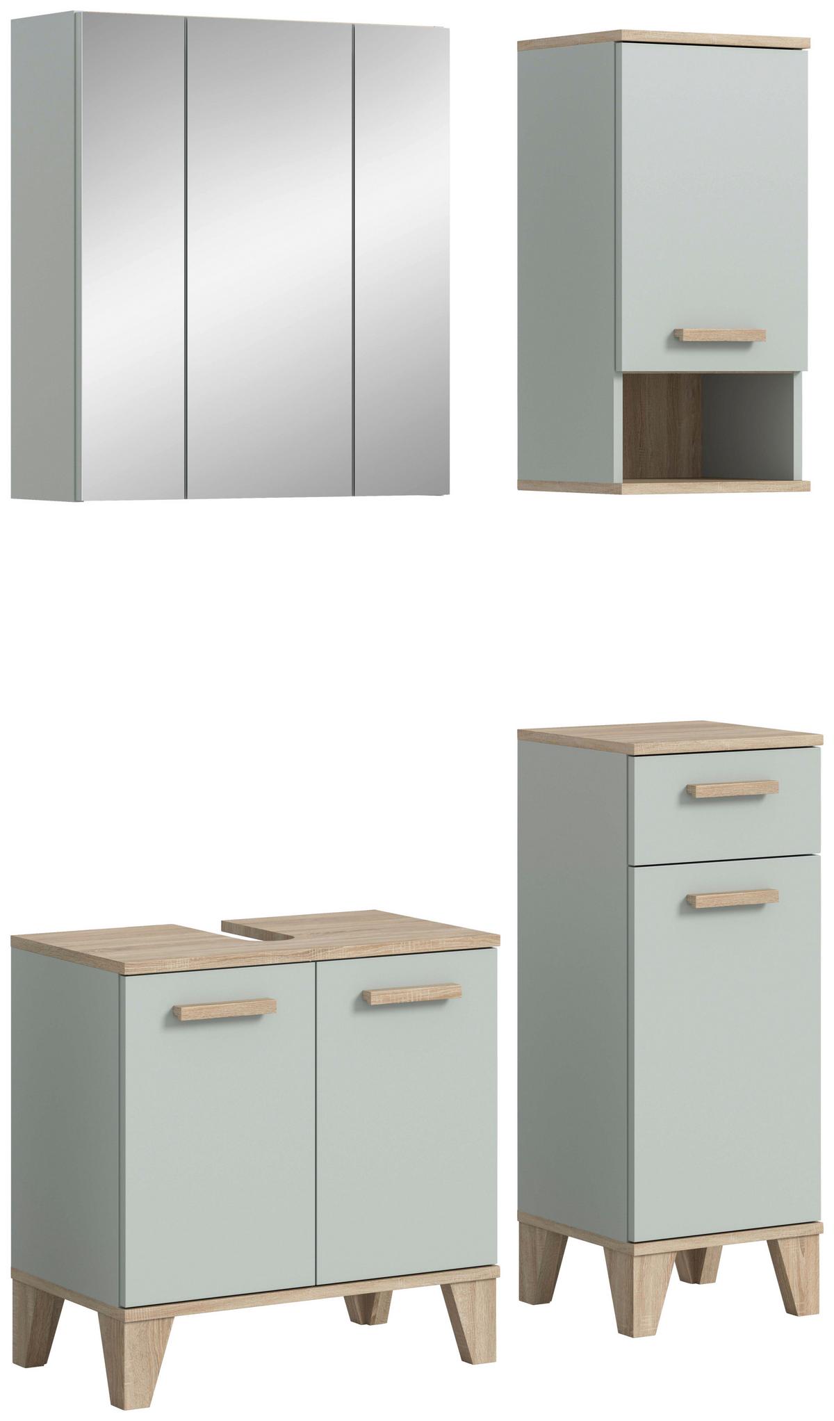 Badezimmer Star 4-tlg. ca. 94 cm Eiche/Grüngrau - Graugrün/Eiche San Remo, MODERN, Holzwerkstoff/Kunststoff (94cm) - MID.YOU