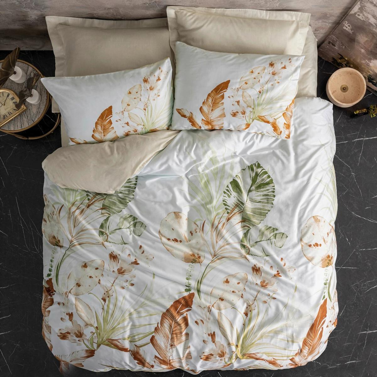 POŚCIEL LUSTER - BEIGE - beżowy/biały, Basics, tkanina (135/200cm)
