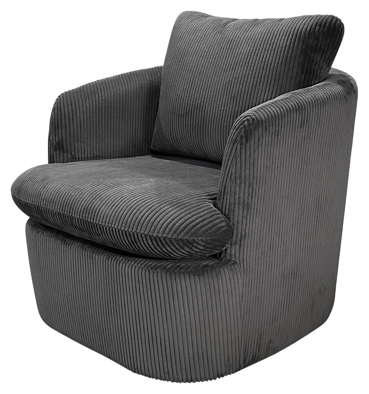 Sessel HARMONY Dunkelgrau, Cord - Dunkelgrau, Basics, Textil (72/78/77cm) - MID.YOU